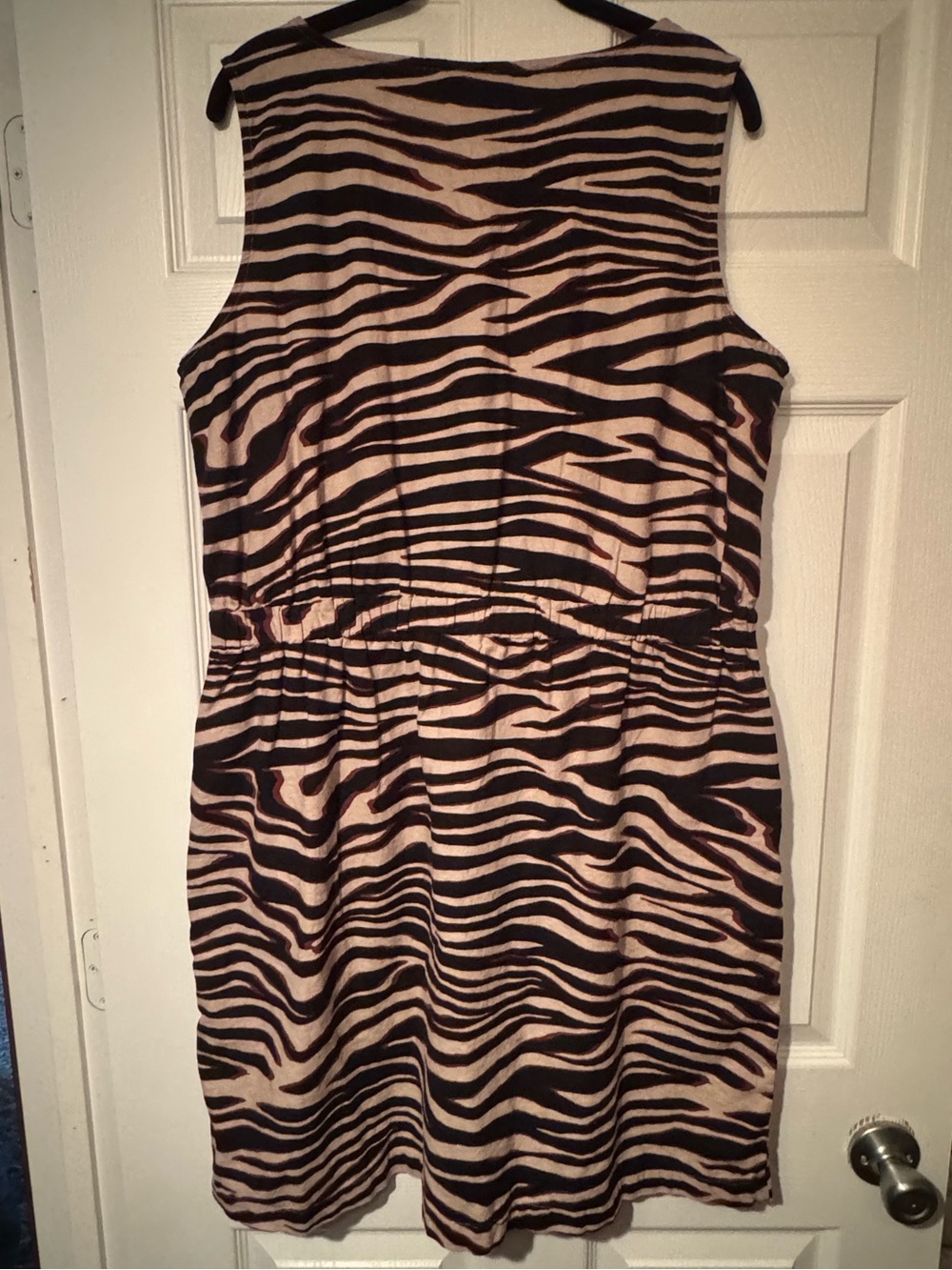 Liz Claiborne Sz XL Linen Black and Cream Zebra Print Button Front dress - Picture 6 of 10